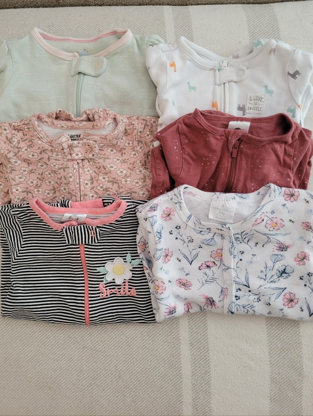 Lot Of 6 Footed Sleepers Pajamas Size 0-3 Months